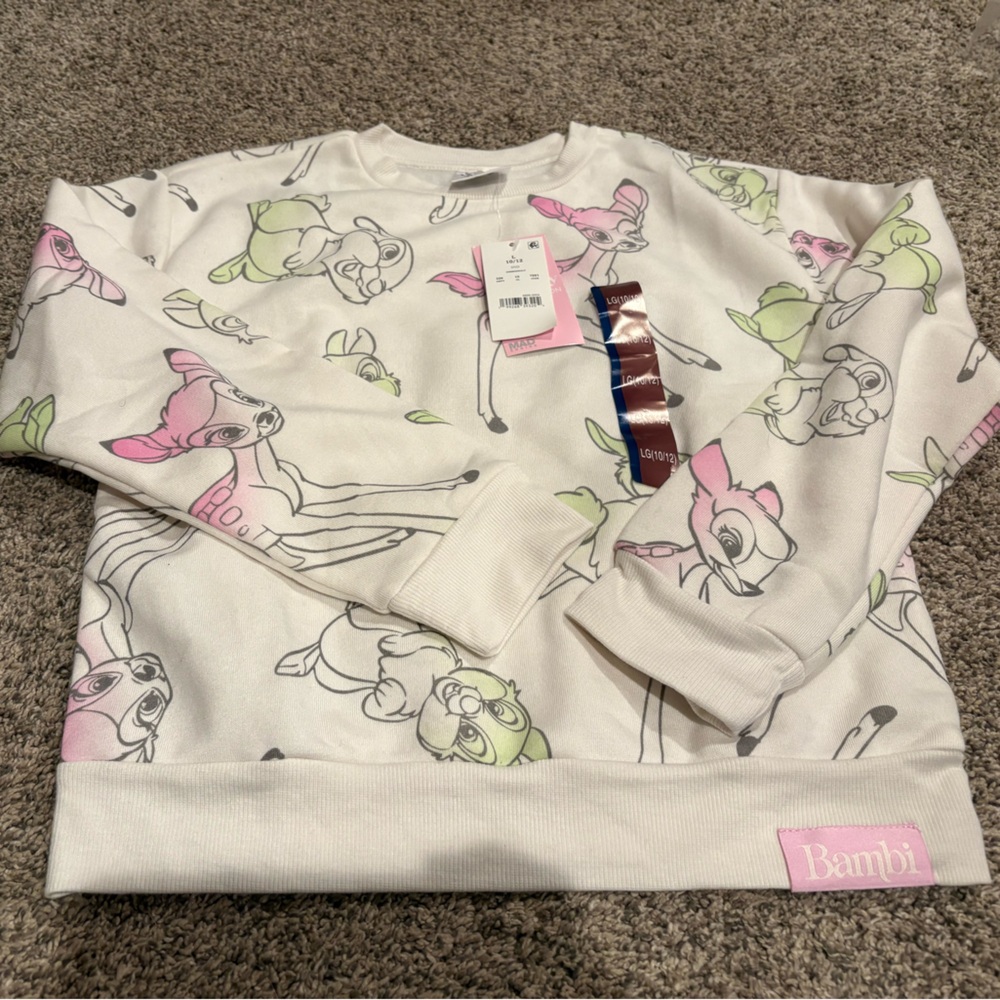 Disney Bambi White and Pink Kids Sweater